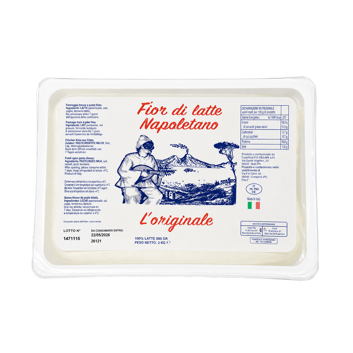 FIOR DI LATTE 500GR (3KG) NAPOLETANNO- LATTERIA VESUVIANA