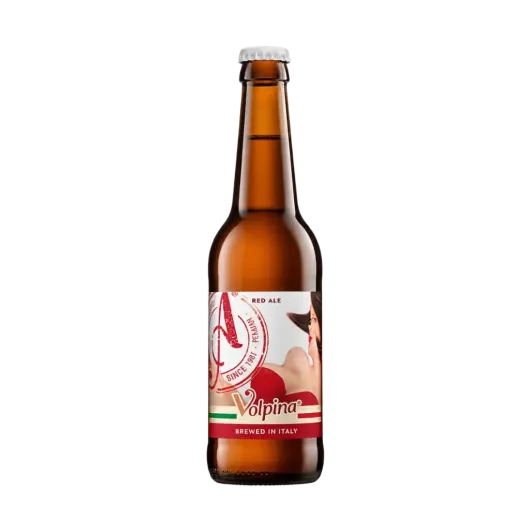 Cerveza Volpina Red Ale de Birra Amarcord, botella de 330 ml, cerveza italiana de color rojo rubí y 6,5 % de alcohol.
