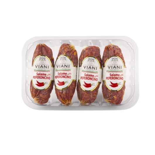 SALAME WITH PEPERONCINO 150g x 4pcs vaschetta atp 600g Approx VIANI