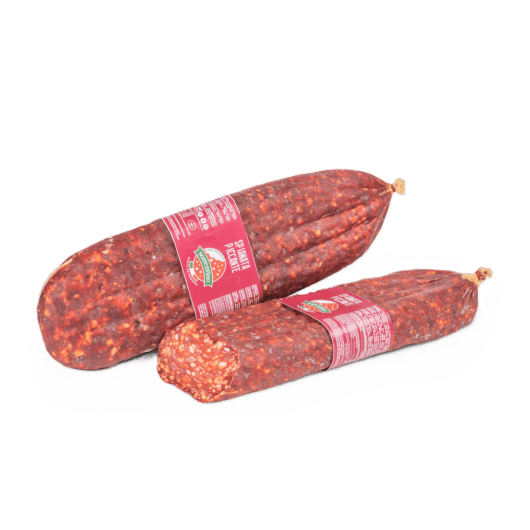 Spianata picante calabresa entera Sorrentino, embutido italiano de aproximadamente 2,8 kg, envasado al vacío.