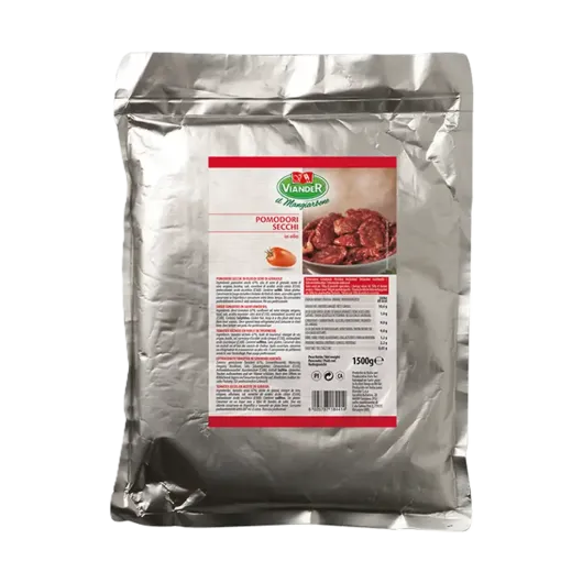 Tomates secos Viander conservados en aceite de girasol, bolsa de 1,5 kg.
